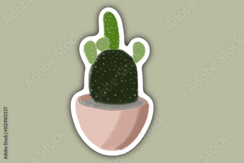 Green cactus sticker illustration with a creative and cheerful design photo