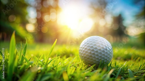 Wallpaper Mural golf ball on grass with sunrise view Torontodigital.ca