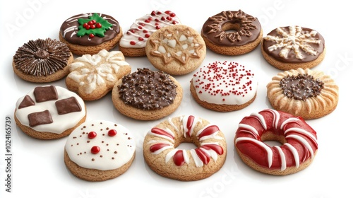 Homemade Christmas cookies on white background