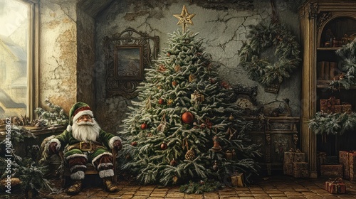 KnusperhÃ¤uschen mit Weihnachtsbaum photo