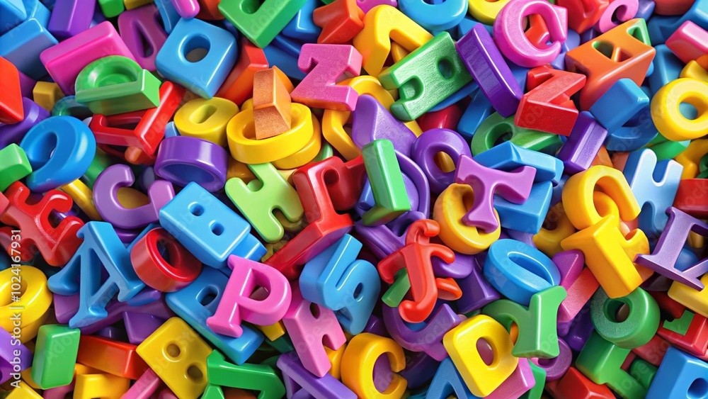 Fototapeta premium Vibrant Scattered Colorful Alphabet with Helpful Tips for Easy Learning and Engaging Educational Activities for Kids