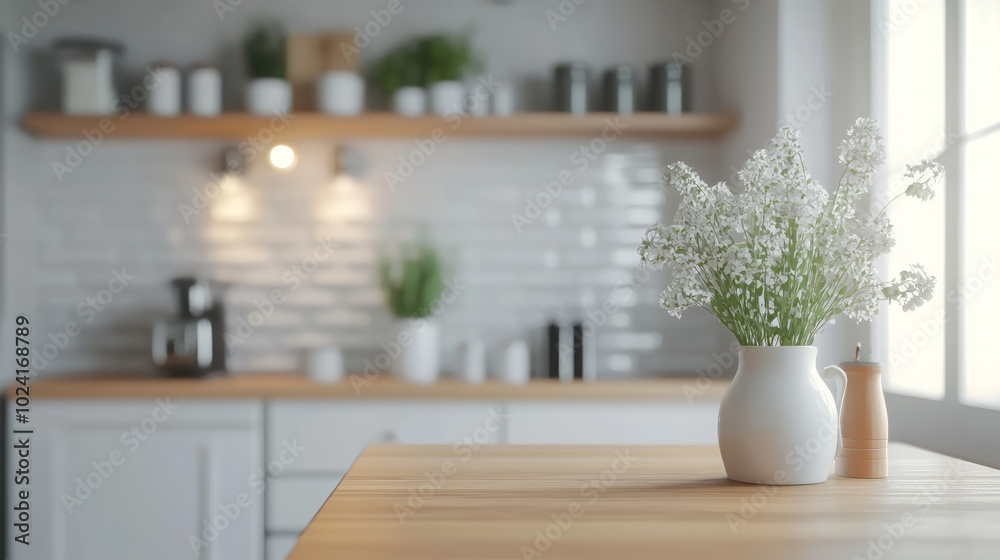 Fototapeta premium Cozy Contemporary Kitchen Design: Embracing Modern Aesthetics for a Warm Home
