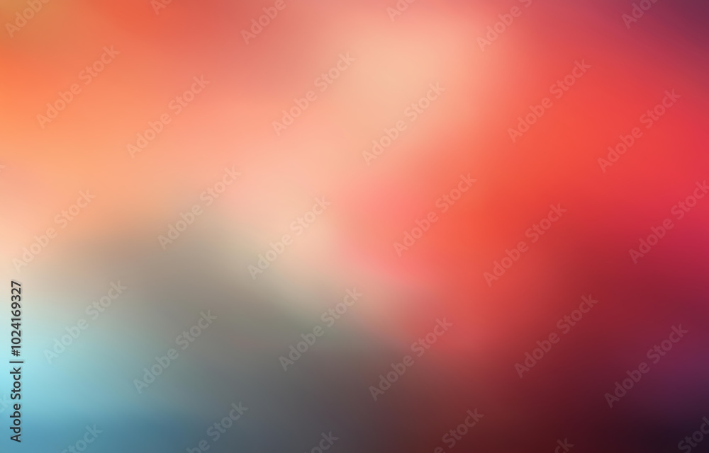 Obraz premium Abstract blurred background with soft gradients of red, orange, blue, and purple hues.
