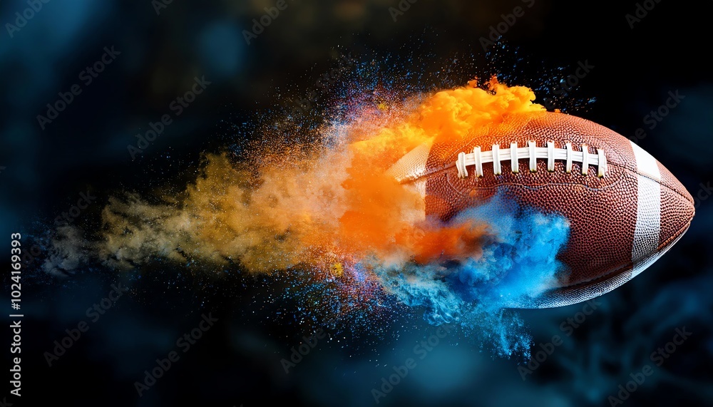 A dynamic image of a football in motion, leaving a colorful trail of smoke, showcasing energy and excitement associated with the sport. A dynamic image of a football in motion, leaving a colorful trail of smoke, showcasing energy and excitement associated with the sport.