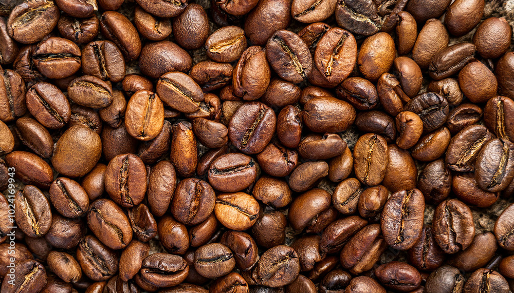 Close-up of roasted Arabica coffee beans Close-up of roasted Arabica coffee beans