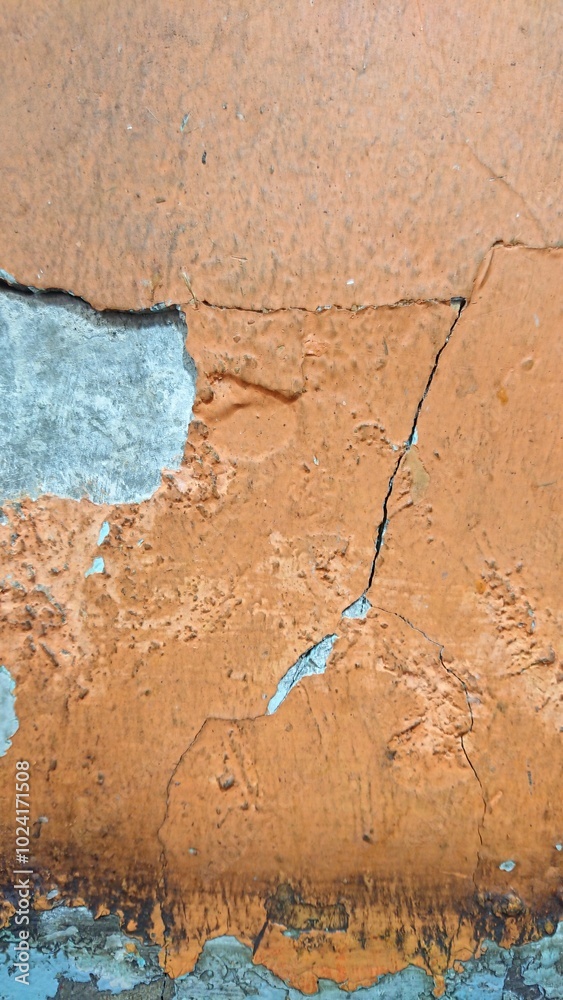 Obraz premium close up texture of torn orange wall with soft shadow 
