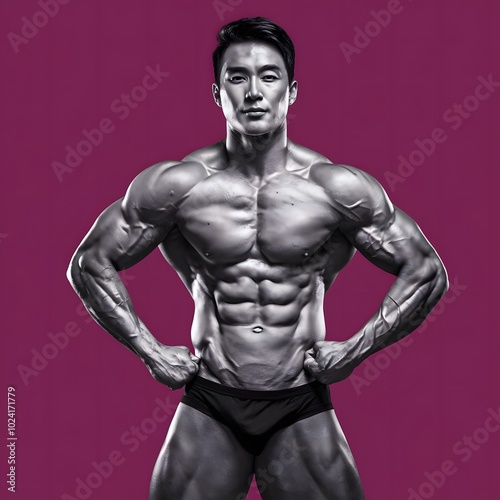 Portrait of Muscular korean man