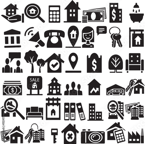 Comprehensive Real Estate Icon Bundle for Property and Home Services