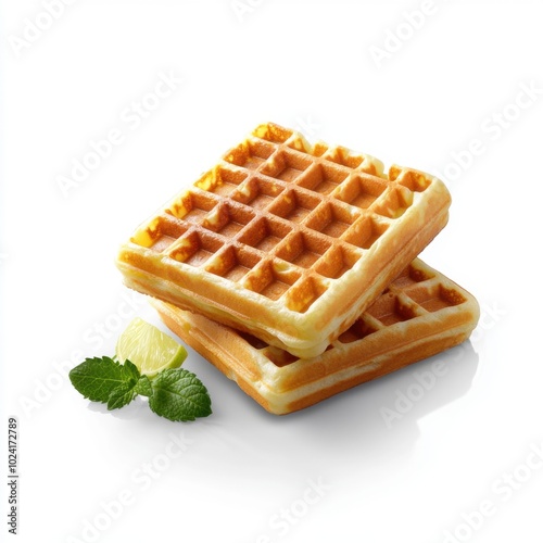 Delicious Waffles on a White Background