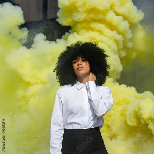 African americal curly hair woman model photo