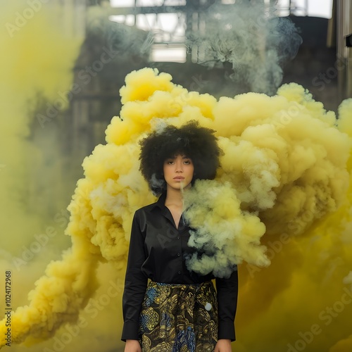 African americal curly hair woman model photo