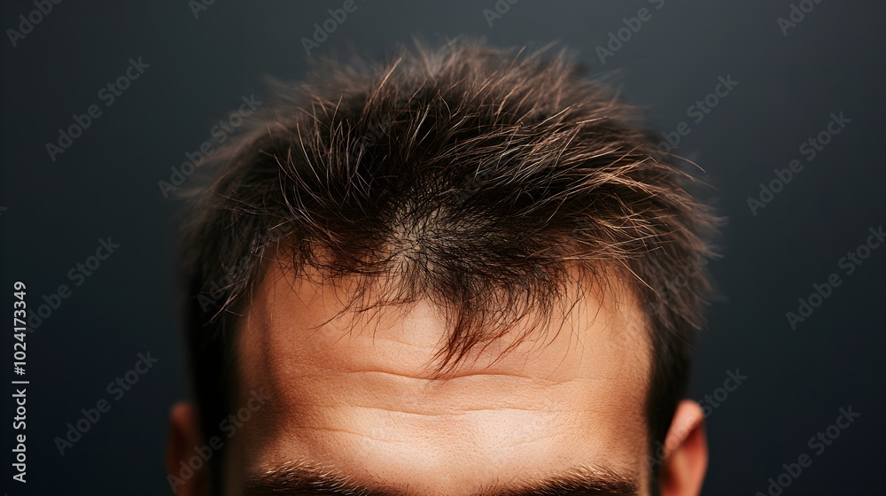 Fototapeta premium Blog post with a patient's story of overcoming hair thinning, featuring clear before-and-after images of restored volume and thickness, Digital Rendering, Realistic