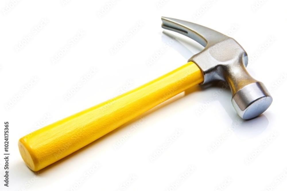 Forced perspective yellow hammer isolated on white background