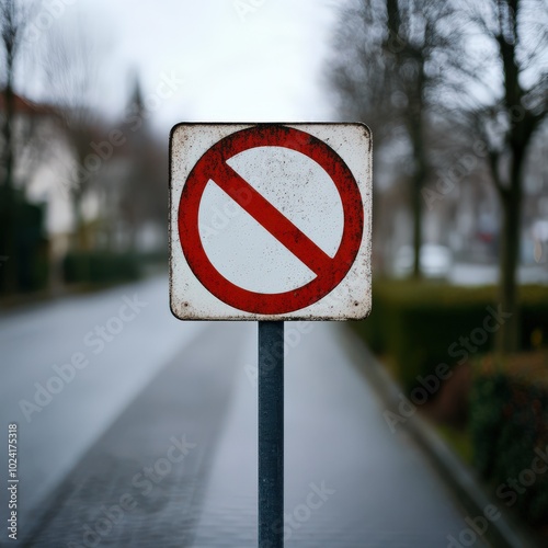 No Car Sign. Non-Parking Icon for Street Regulation with White Background