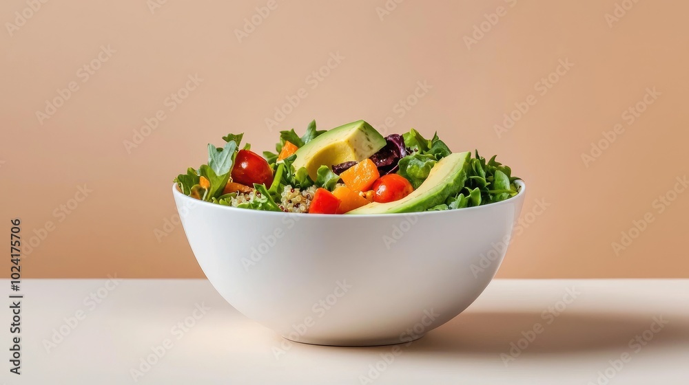 Fresh and Colorful Salad in White Bowl Fresh and Colorful Salad in White Bowl