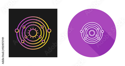 Planets Orbitting Sun Vector Icon