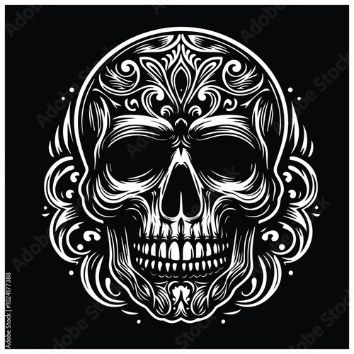 A detailed vector image featuring a skull wearing a crown and smoking a cigar, representing a bold and edgy aesthetic.