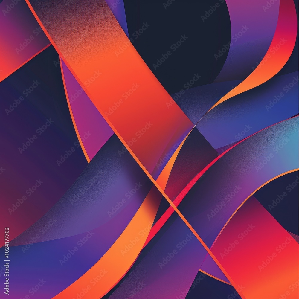 A colorful abstract painting with purple, blue, and orange lines A colorful abstract painting with purple, blue, and orange lines