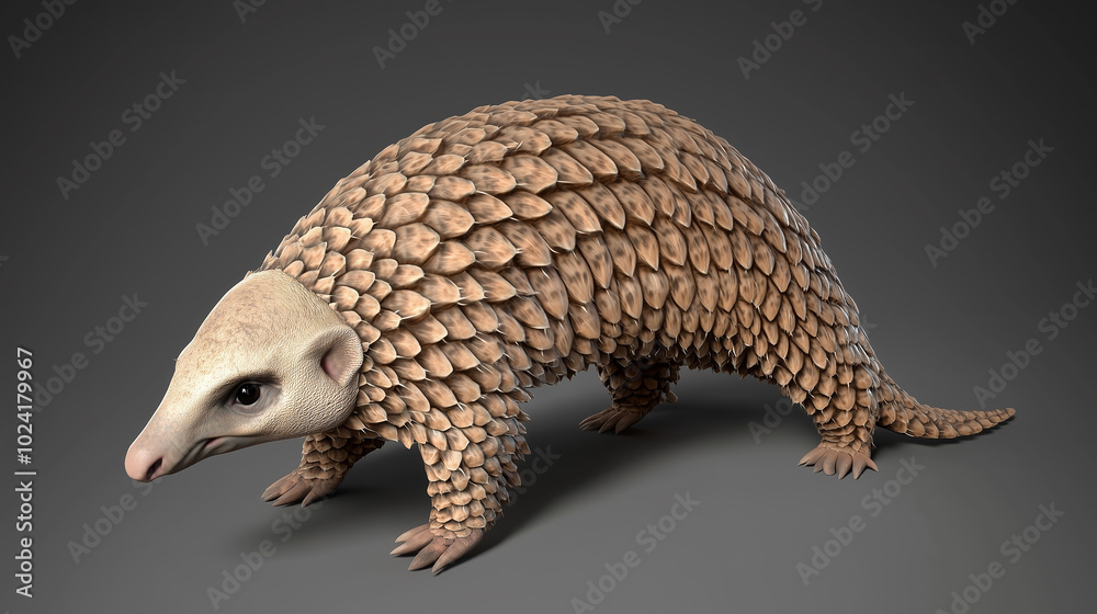 Obraz premium Pangolin with unique armor of overlapping scales protected