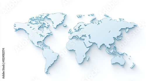 World map outline on a white isolate background.