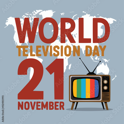 flat vector poster for World Television Day