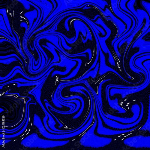 Abstract wavy bluee gold and black fabric pattern  photo