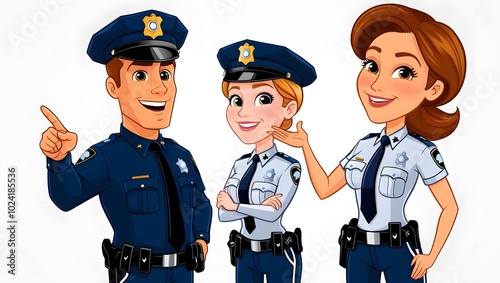 Police officers giving directions
