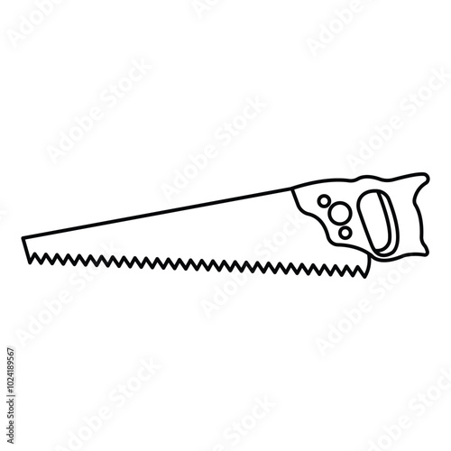 Sharp Saw Illustration. Wood Saw Design. Vector Carpenter Tools. Handsaw.