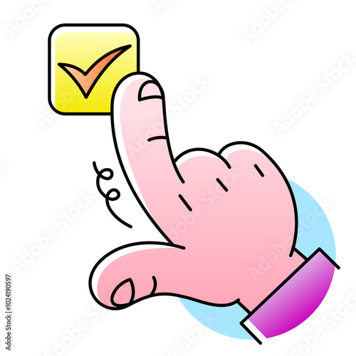 Hand pressing ok button with check mark