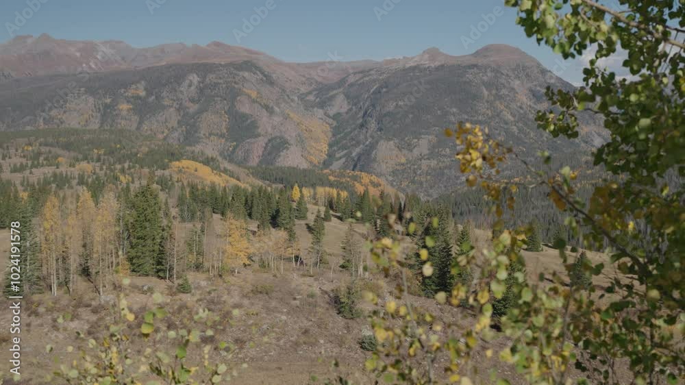 Million Dollar Highway during fall season from Ouray to Silverton in southwestern Colorado Offering breathtaking mountain, valley and gorge views of San Juan Mountains in the Rocky Mountains Million Dollar Highway during fall season from Ouray to Silverton in southwestern Colorado Offering breathtaking mountain, valley and gorge views of San Juan Mountains in the Rocky Mountains