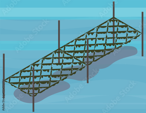 アイソメトリックな海苔の養殖のイメージ素材