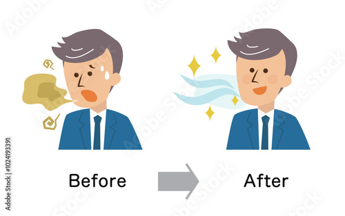 口臭ケア　男性　かわいいイラスト