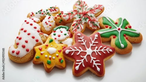 Homemade Christmas cookies on white background