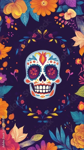 Ample blank space around Day of the Dead symbols