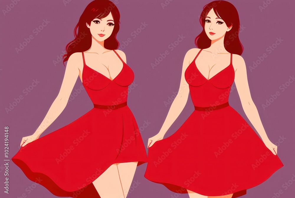 Woman in red dress, Generative Ai Woman in red dress, Generative Ai