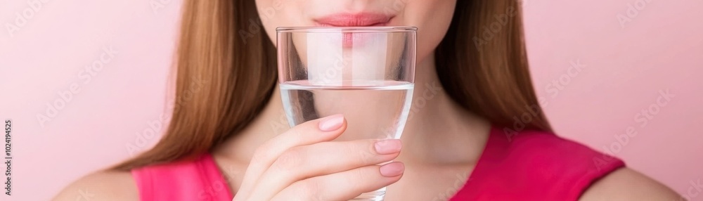 Woman Enjoying Water After Workout Session Woman Enjoying Water After Workout Session