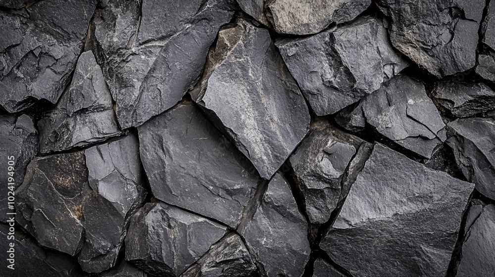 dark stone mosaic, fractured basalt close-up, rugged surface details, grayscale tones, angular rock formations, moody geological landscape, high contrast mineral textures dark stone mosaic, fractured basalt close-up, rugged surface details, grayscale tones, angular rock formations, moody geological landscape, high contrast mineral textures