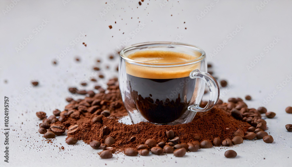 Obraz premium Espresso coffee glass cup