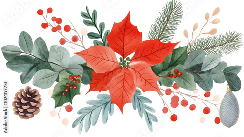 A Beautiful Arrangement of Christmas Flowers and Greenery Perfect for Holiday Decorations