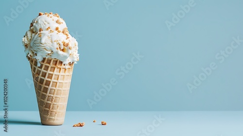 Carrot cake ice cream with cream cheese frosting on blue background