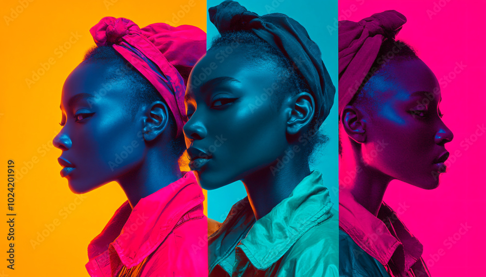 Fototapeta premium Capture portraits of people in vivid monochrome environments where their clothing, background, and lighting are all the same color, symbolizing specific emotions