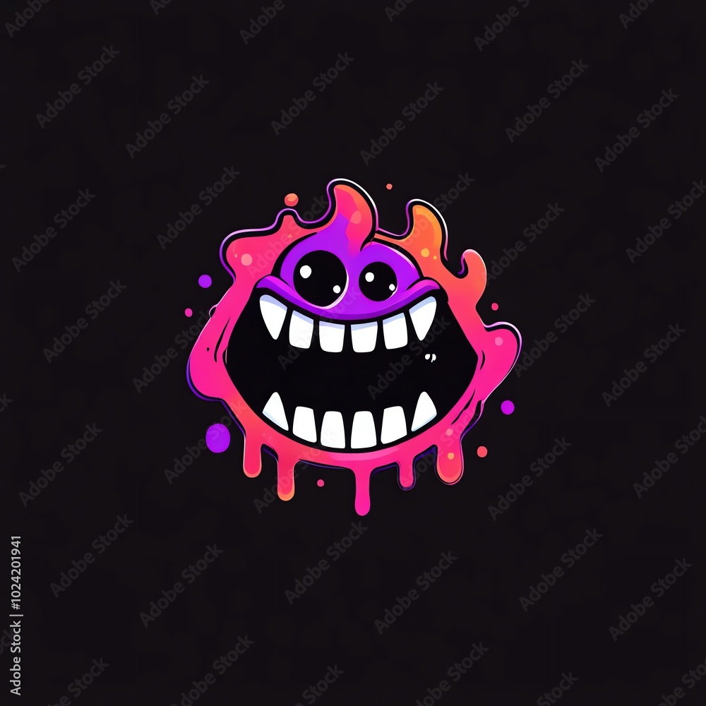 Smiling Monster with Neon Colors Smiling Monster with Neon Colors