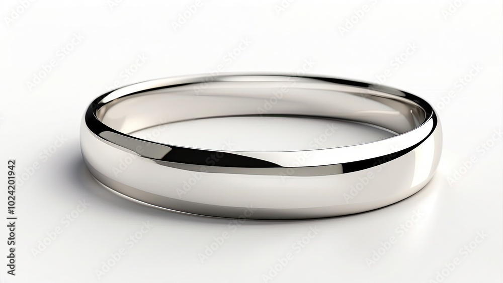 A minimalist platinum band with a smooth, shiny surface, perfect for understated elegance, isolated on white background. A minimalist platinum band with a smooth, shiny surface, perfect for understated elegance, isolated on white background.