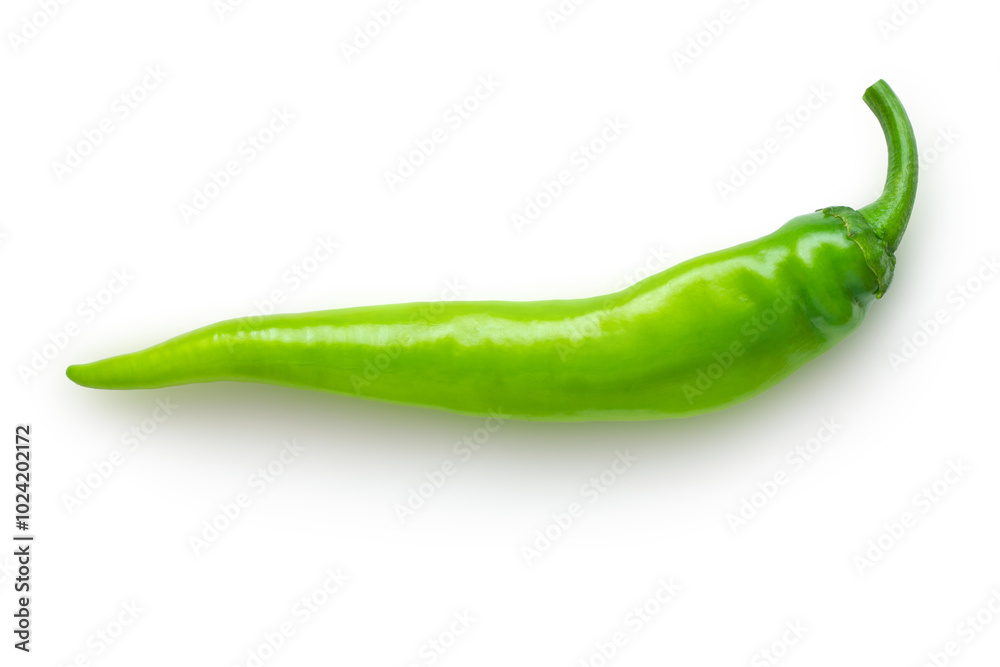 Green hot pepper on a white background. Peppers are isolated with shade. Green hot pepper on a white background. Peppers are isolated with shade.