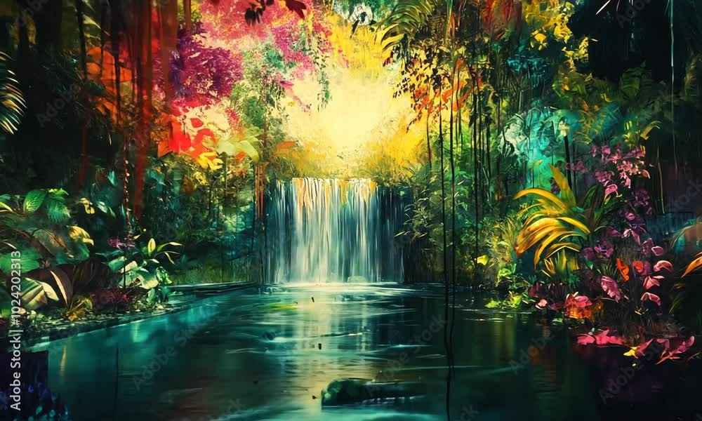 Waterfall in a Lush Tropical Jungle Waterfall in a Lush Tropical Jungle