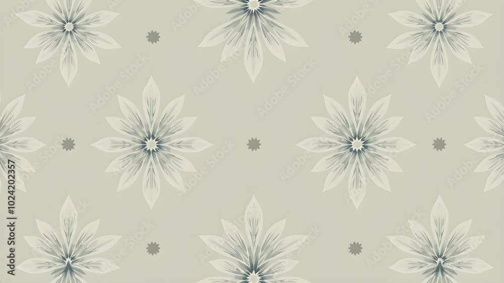 A pattern of flowers is shown in a light blue and white color scheme
