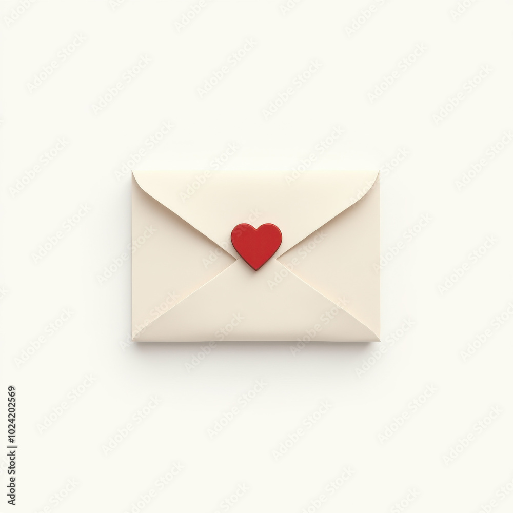 Envelope with a heart icon on a white background, simple illustration, Valentine's Day concept Envelope with a heart icon on a white background, simple illustration, Valentine's Day concept