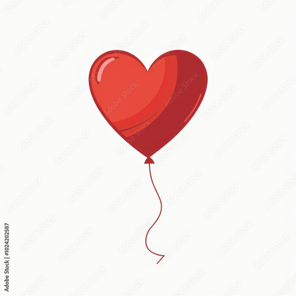 Red heart-shaped balloon on cream background Red heart-shaped balloon on cream background