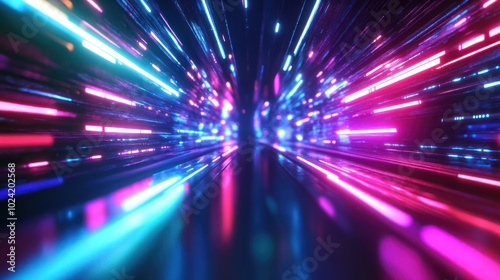 A vibrant, abstract representation of motion through colorful light streaks.