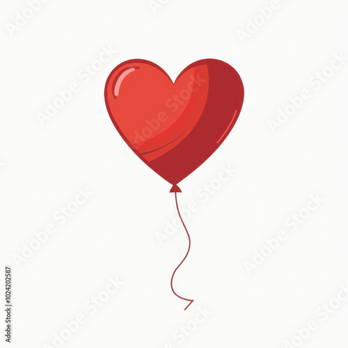 Red heart-shaped balloon on cream background